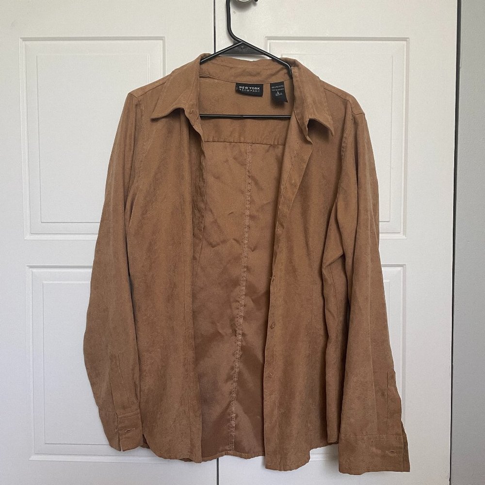 Faux Suede Button Up